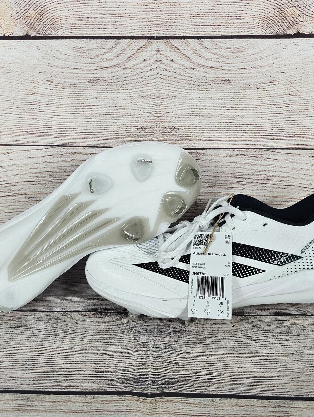 Adidas Adizero Instinct Softball Cleats Women's JH6785 White Black Size 6.5